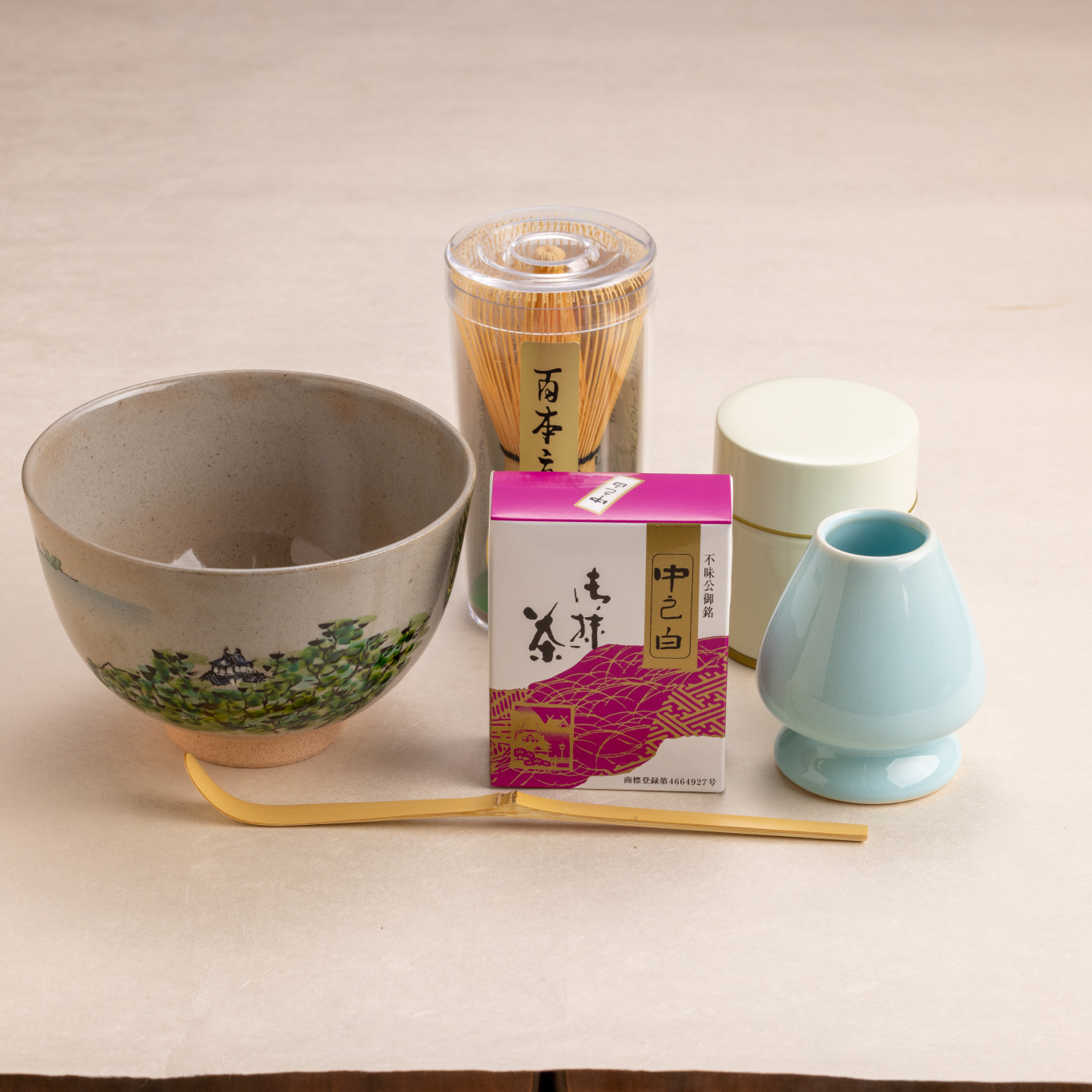 抹茶一式セット「中之白」名所茶碗 – 中村茶舗