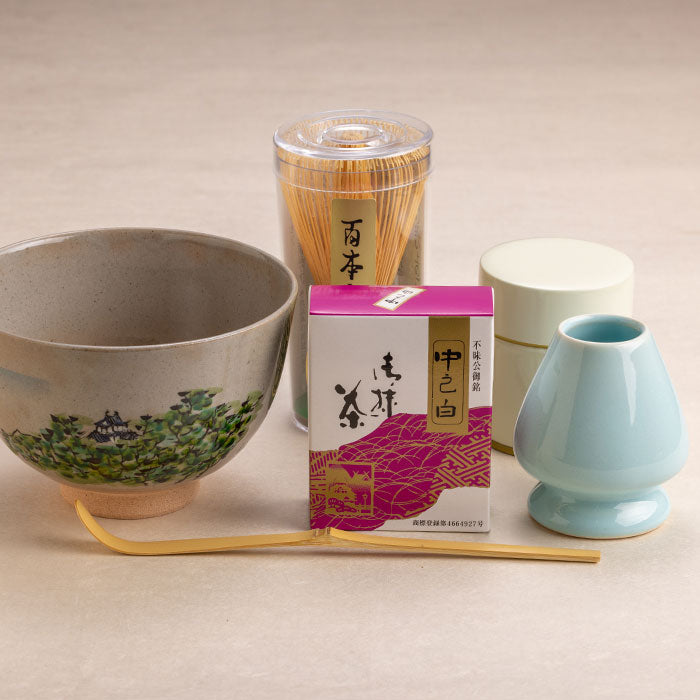 抹茶一式セット「中之白」名所茶碗 – 中村茶舗