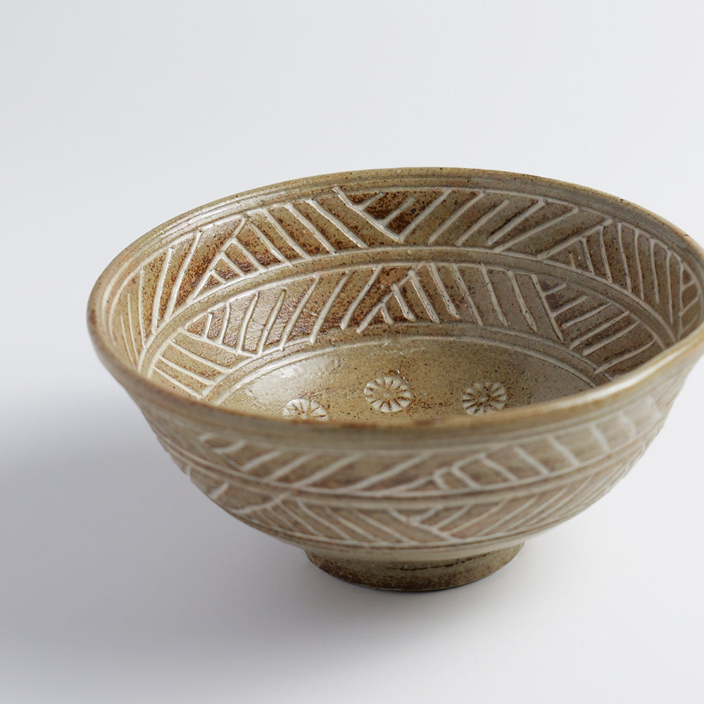 Tea Bowl "Blue-Gray Glaze, Crab Design"