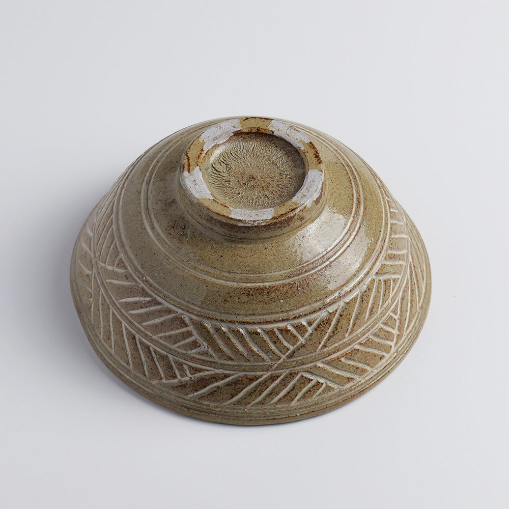 Tea Bowl "Blue-Gray Glaze, Crab Design"
