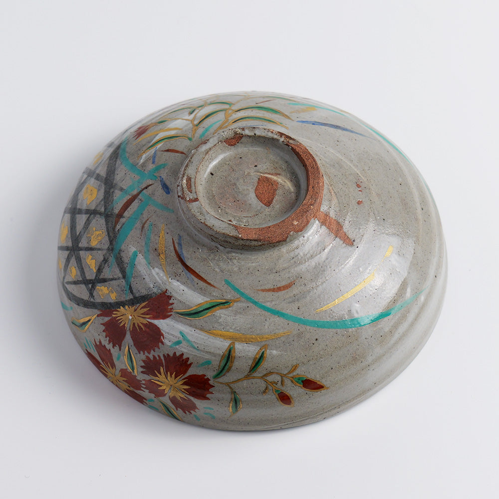 Heat-resistant Glass "Gizan Flat Teabowl: Dew on Grass"