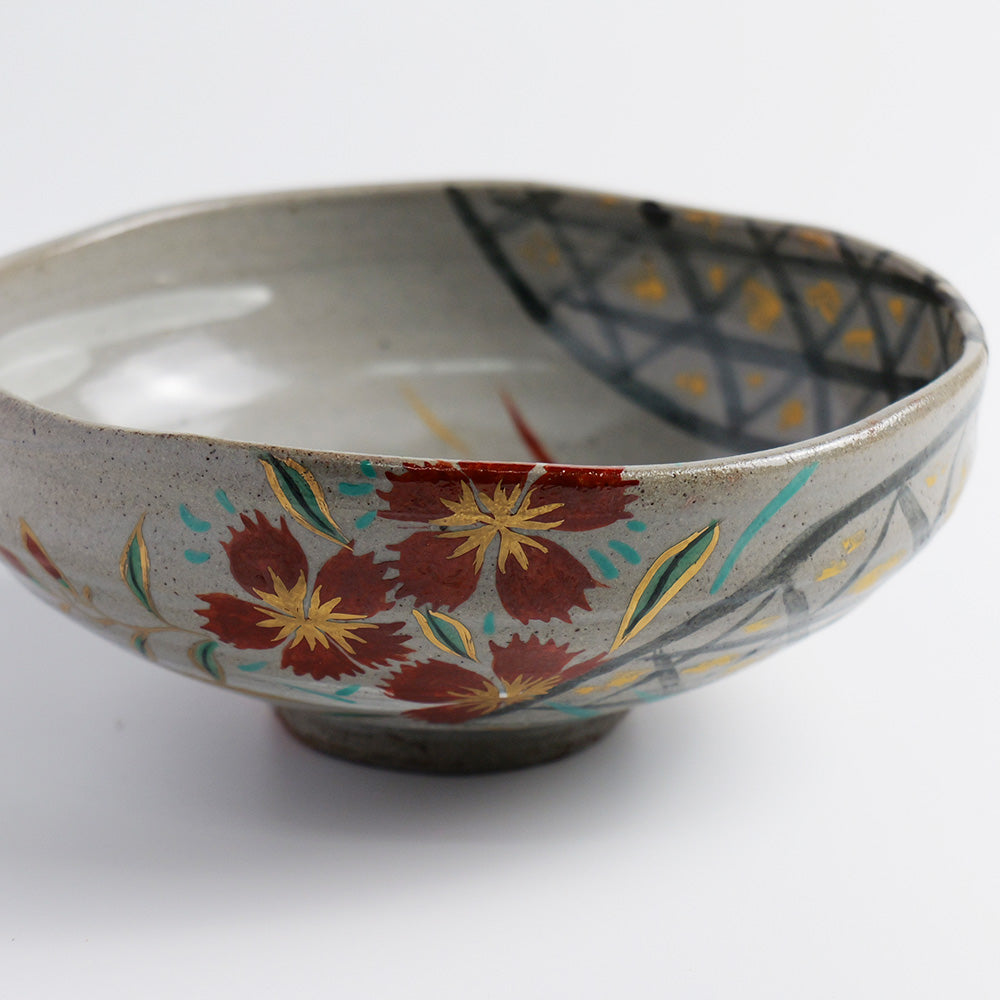 Heat-resistant Glass "Gizan Flat Teabowl: Dew on Grass"