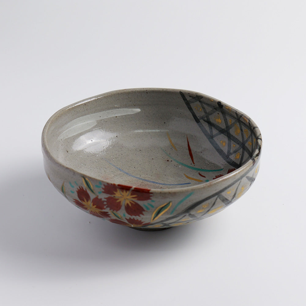 Heat-resistant Glass "Gizan Flat Teabowl: Dew on Grass"