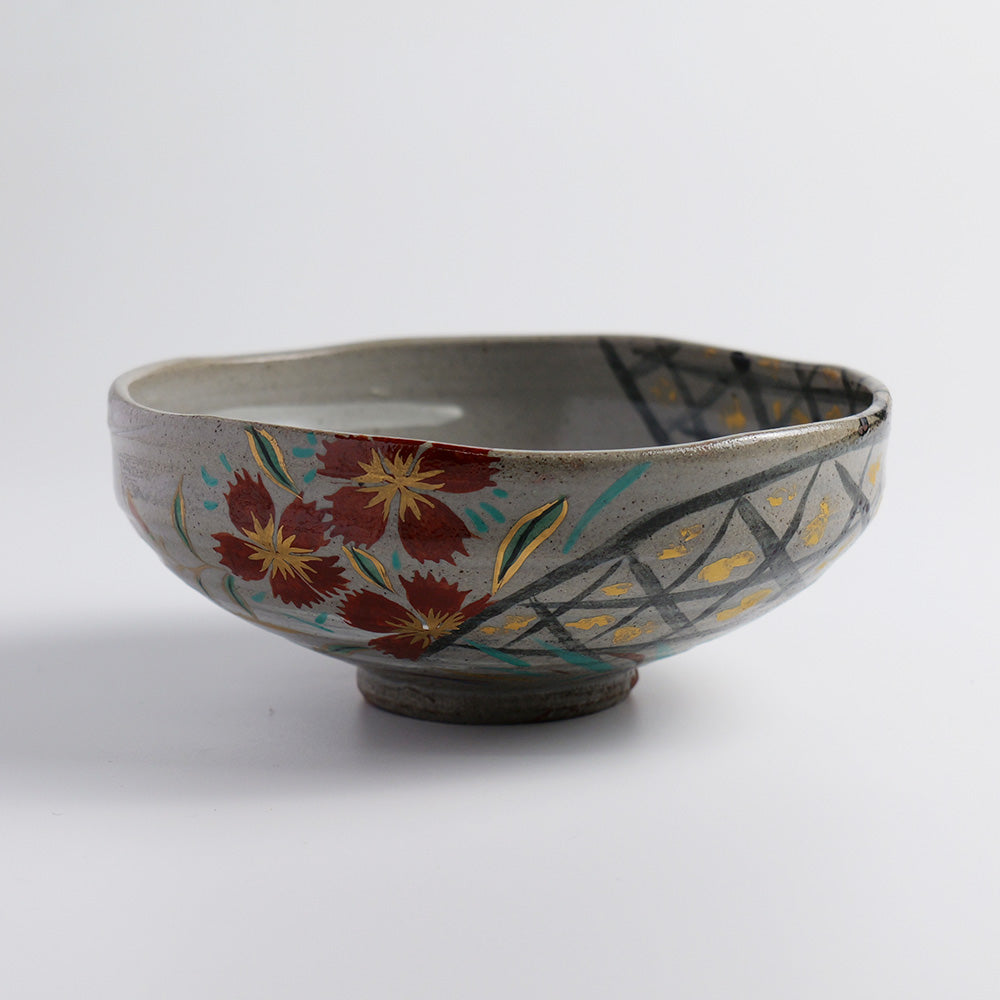 Heat-resistant Glass "Gizan Flat Teabowl: Dew on Grass"