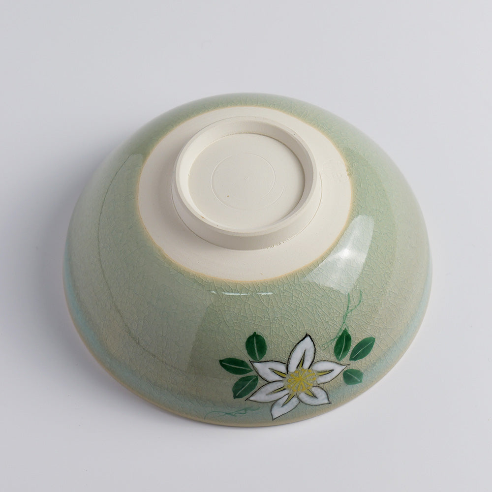 Heat-resistant Glass "Gizan Flat Teabowl: Dew on Grass"