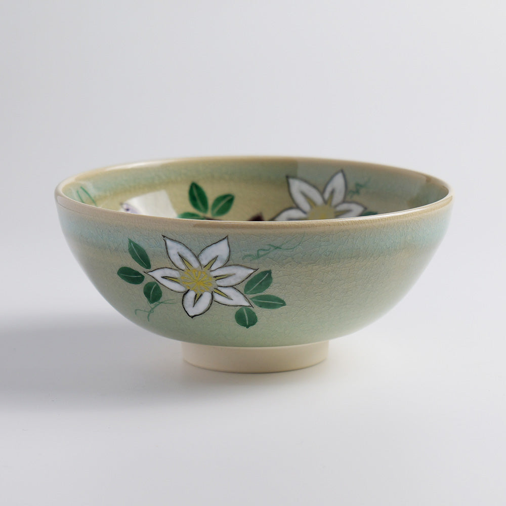 Heat-resistant Glass "Gizan Flat Teabowl: Dew on Grass"