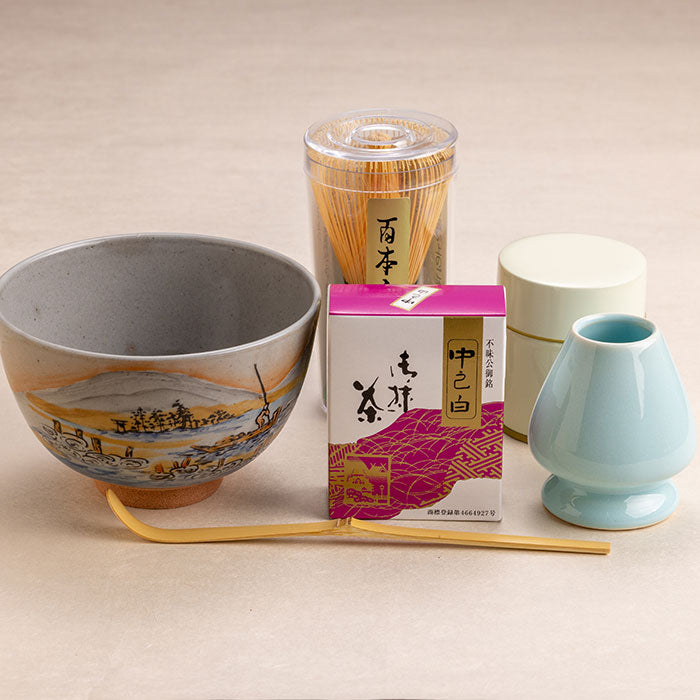 抹茶一式セット「中之白」名所茶碗 – 中村茶舗
